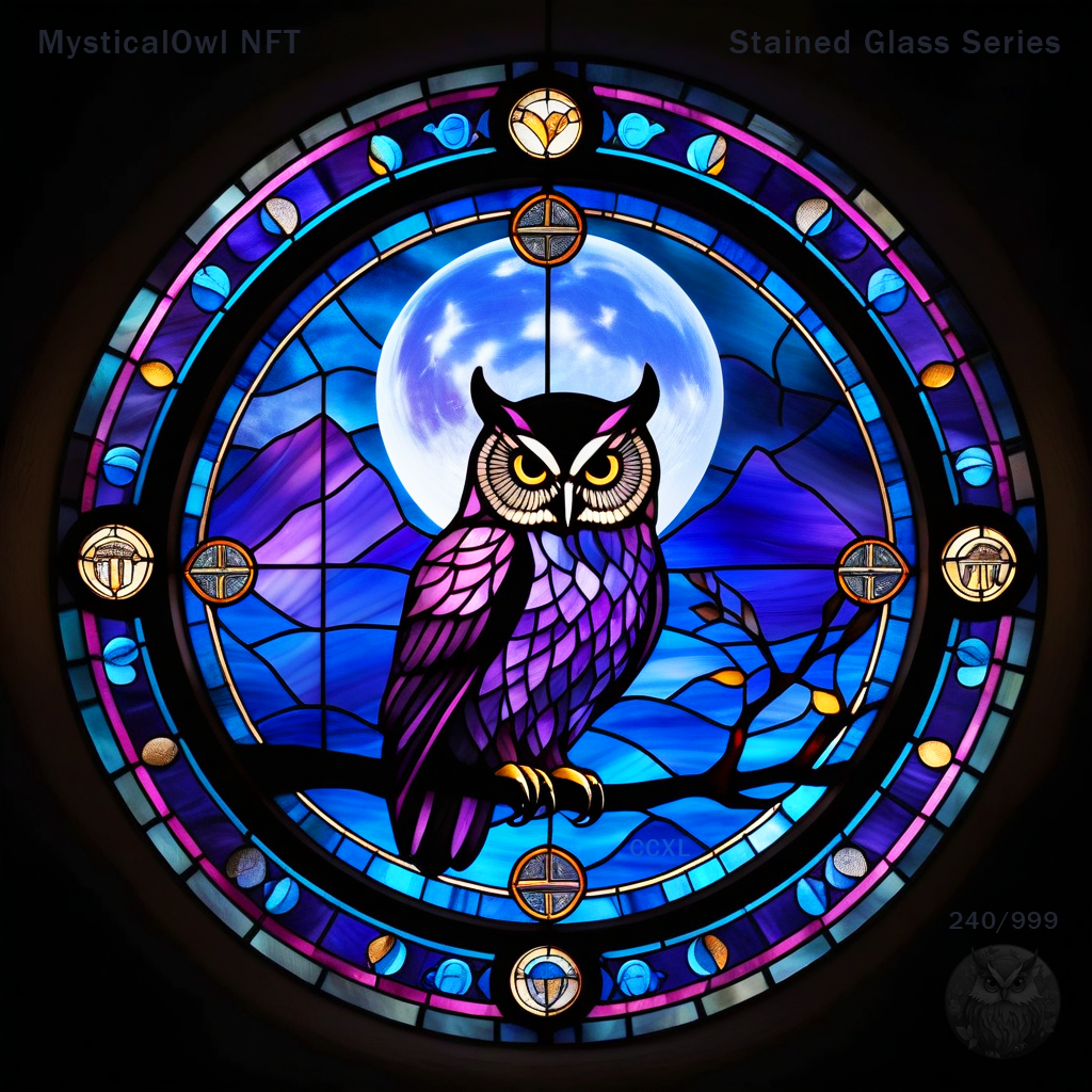 MysticOwl NFT Collection 240. Stained Glass Series.